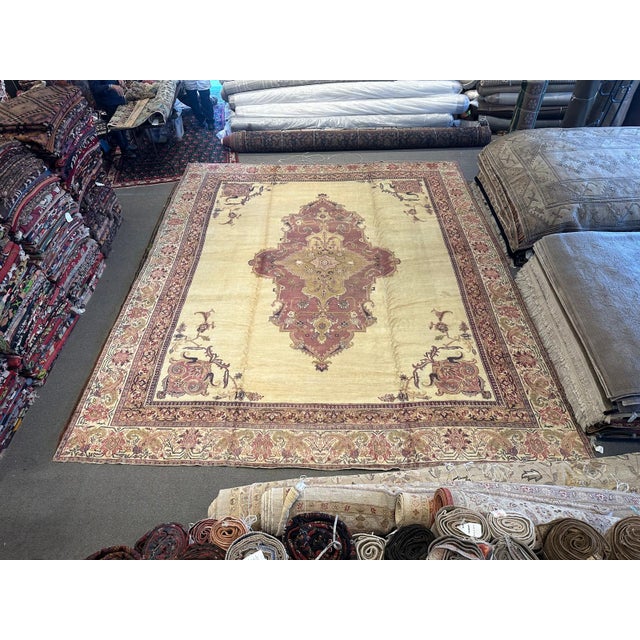 Antique Agra Rug | Medallion Design | 14×16 For Sale In Los Angeles - Image 6 of 6