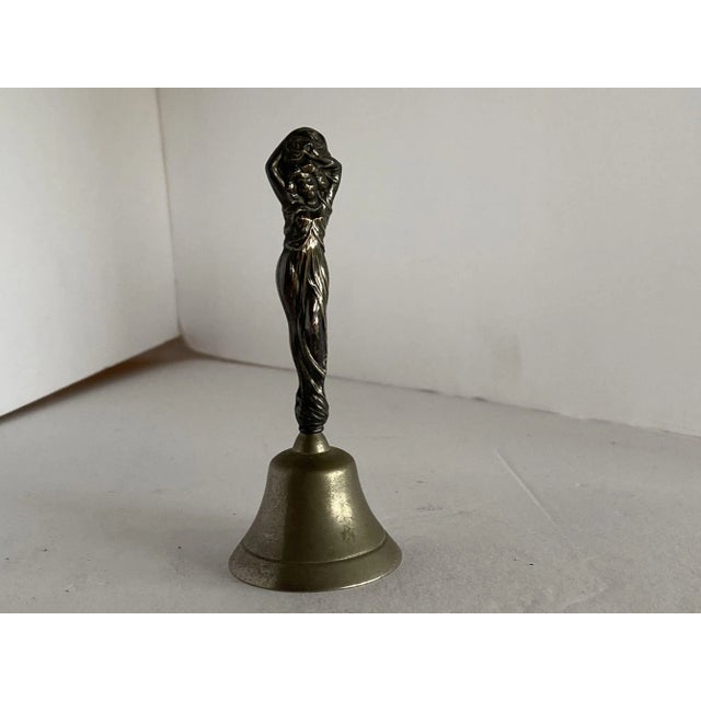 Metal Circa 1900 Sterling Silver Figural Female Desktop Bell For Sale - Image 7 of 7