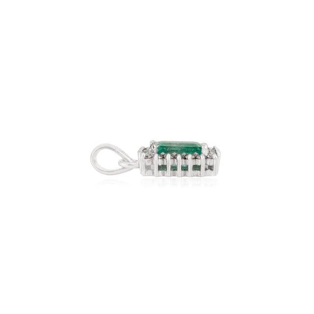 Metal 6.4ct Emerald Pendant in 925 Sterling Silver With Diamonds For Sale - Image 7 of 12