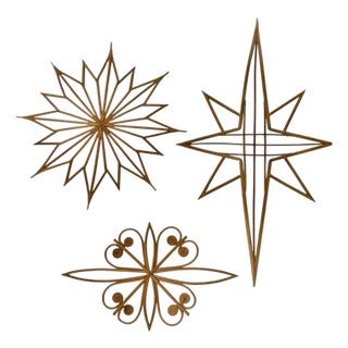 Set of 3 Vintage French Wicker Bamboo Sunburst Wall Appliqués in the Style of Mario Lopes Torres For Sale