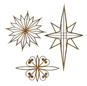 Set of 3 Vintage French Wicker Bamboo Sunburst Wall Appliqués in the Style of Mario Lopes Torres