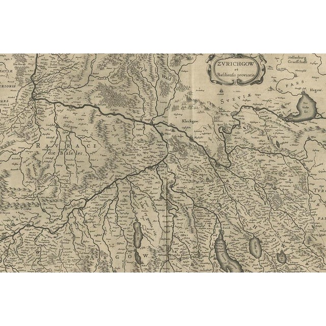 Antique Map of Northern Switzerland by Janssonius, 1657 For Sale - Image 3 of 8