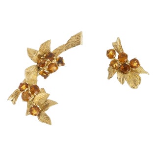 Earrings in 18K Gold and Citrine, Set of 2 For Sale