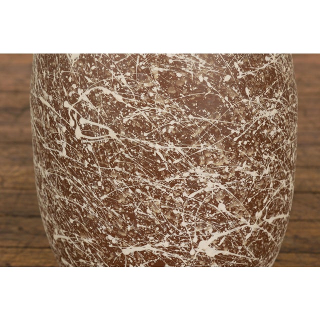 Brown Prem Collection Artisan Vase or Object with Hand Painted Dripping Décor For Sale - Image 8 of 12
