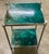 Stunning Chrome & Art Glass Two-Tier Side Table With Turquoise & Teal Art Glass – Modern Designer Accent Table For Sale - Image 4 of 5