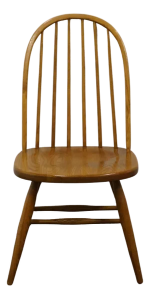 S Bent Brothers Solid Oak Early American Rustic Bow Back Windsor Dining Side Chair 485 1183 111