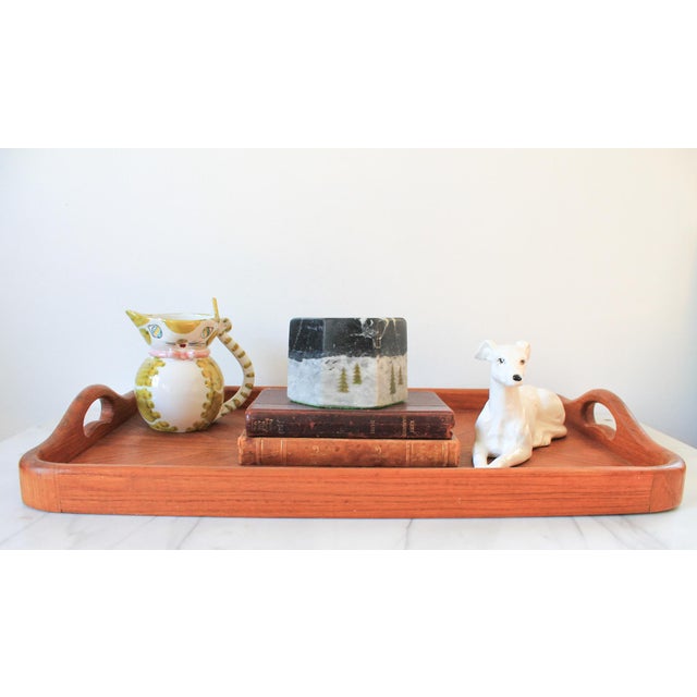 Vintage single stone bookend with hand painted pine trees and birds. Makers mark signed "A". Minor age wear. Pictured.
