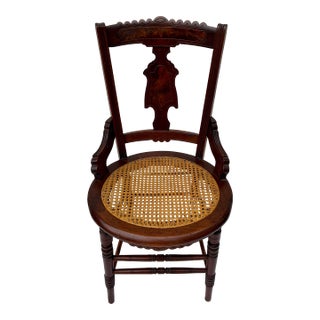 20th Century Victorian Style Walnut and Cane Seat Side Chair For Sale