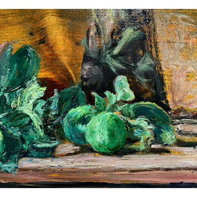 Enzo Faraoni, Green Apples on the Table, 1970s, Oil on Wood, Framed For Sale - Image 4 of 7