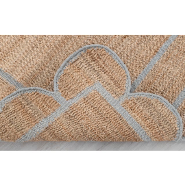 Gray Jute Wool Premium Handwoven (Not Braided) Scalloped Rug 2x4Ft. For Sale - Image 11 of 12