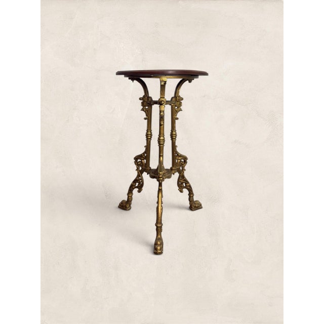 Antique French Gilt Cast Iron Guéridon Side Table With Wooden Top, Circa 1900 For Sale In Tampa - Image 6 of 11