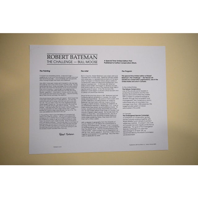 Brown 1980s Robert Bateman “The Challenge – Bull Moose” Signed Limited Edition Print For Sale - Image 8 of 9