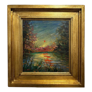 Sunset Over the Reflecting Pond — Impressionist Oil on Canvas, 1901