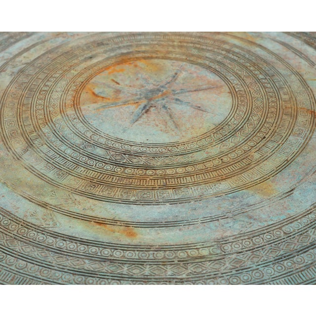 Southeast Asian Bronze Elephant Rain Drum Drinks Table 2 Ft For Sale - Image 9 of 18