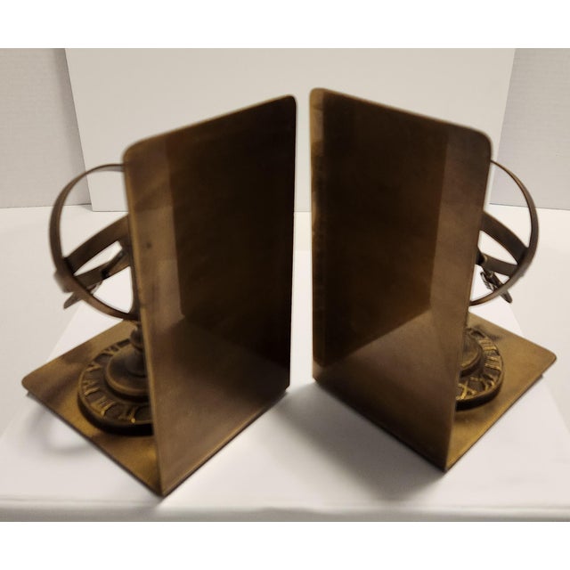 Brass Vintage Celestial Armillary Sundial Bookends - Pair For Sale In Orlando - Image 6 of 6