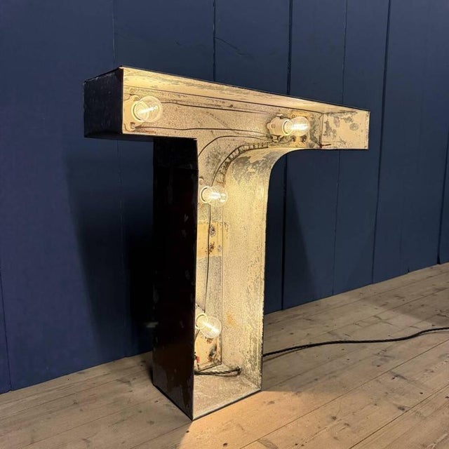 Large Zinc Letter T with Lighting from America For Sale - Image 14 of 18
