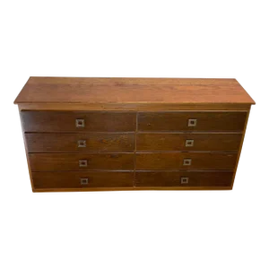 Rustic Wormy Insect Distressed Pine Wood Chest of Drawers Dresser, Circa 1930s
