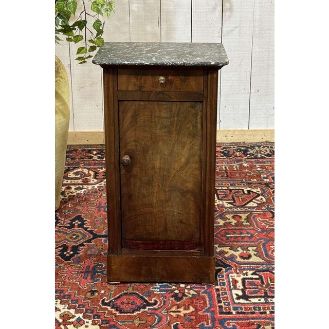 Antique Bedside Table in Mahogany with Grey Marble Top, 1800s For Sale - Image 16 of 16
