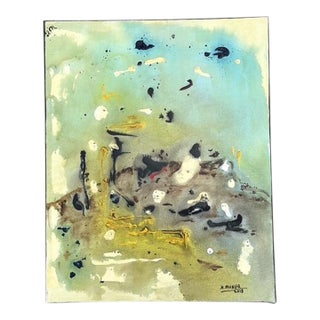 Vintage Original Abstract Oil on Canvas For Sale