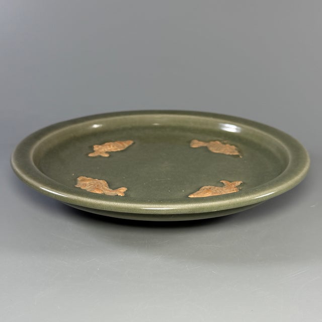 Antique Chinese Longquan Celadon Fish Plate Dish For Sale - Image 4 of 7