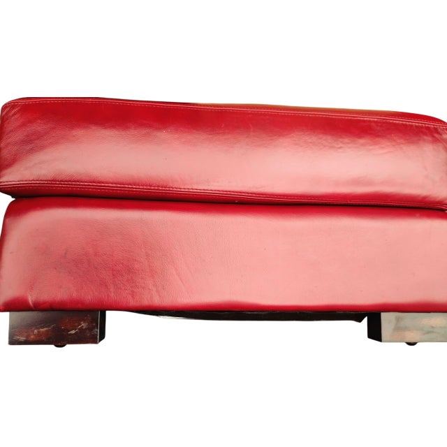 A Pair of Rare Vintage Cabot Wrenn Full Grain Leather Club Chairs & Pottery Barn Ottoman For Sale - Image 10 of 12