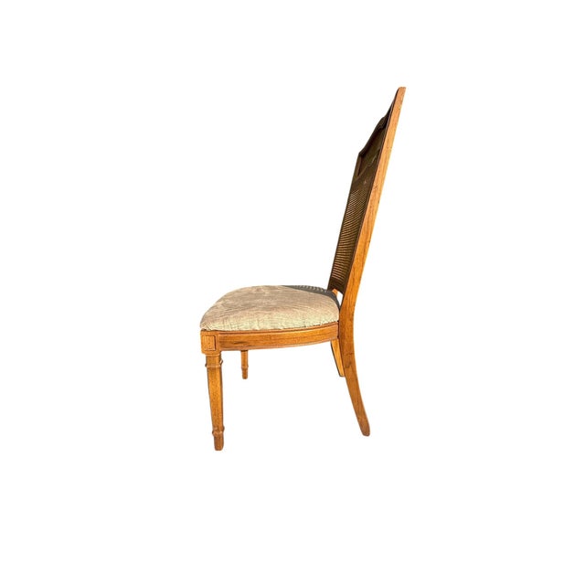 Wood Vintage French Provincial Cane Back Dining Chairs, Newly Reupholstered – Set of 6 For Sale - Image 7 of 16