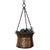 Authentic mid-century hand-hammered copper hanging planter featuring a substantial handcrafted body suspended from its...