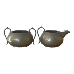 Mid 20th Century Mid Century Baronial Pewter Creamer and Sugar Bowl - 2 Pieces