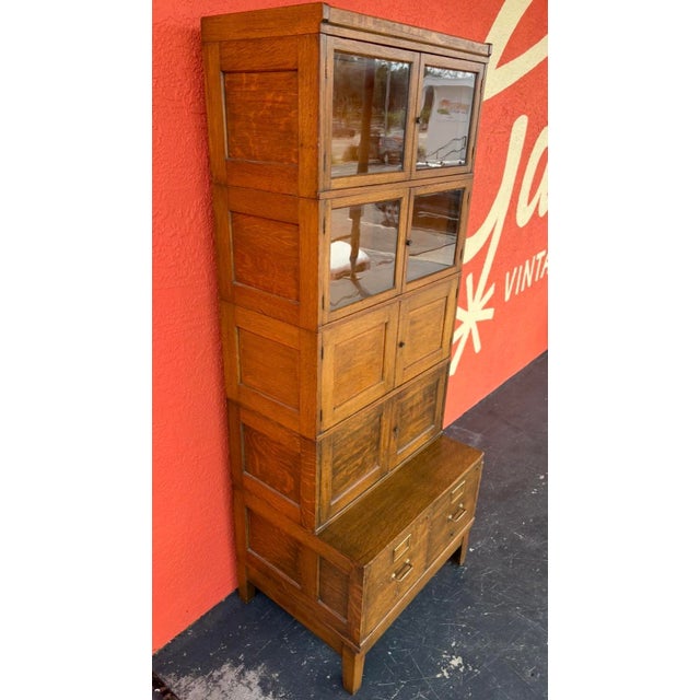 Antique Modular Oak Storage Cabinet For Sale - Image 4 of 11