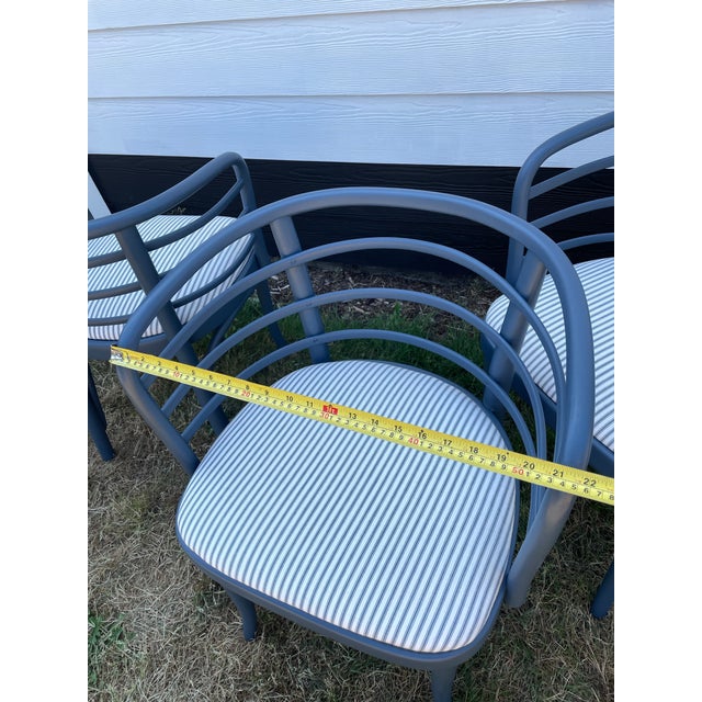 Blue Antique Early 20th Century Thonet Bentwood Cafe Barrel Dining Chairs - Set of 4 For Sale - Image 8 of 11