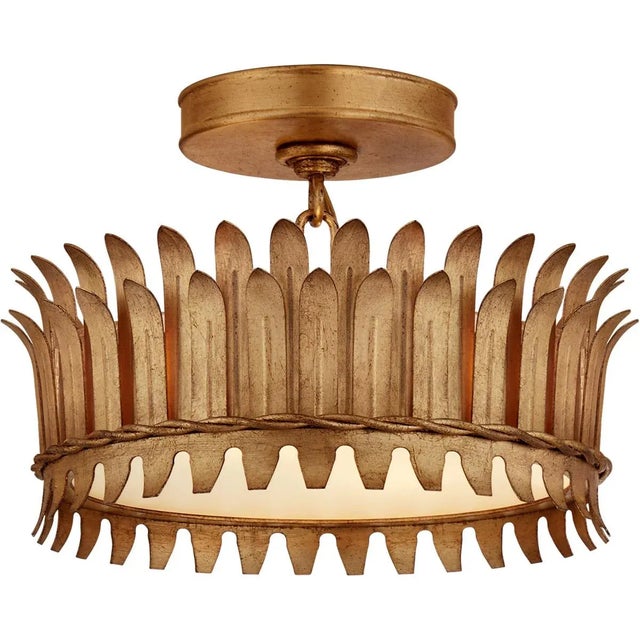 Leslie 12" Semi-Flush in Gilded Iron with Frosted Glass Designer: Suzanne Kasler Canopy: 5.75" Round Mounting: Semi-Flush...