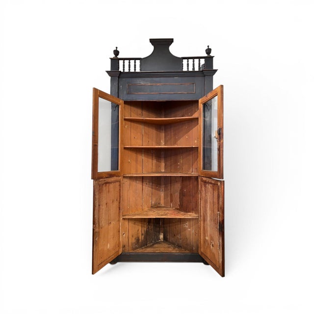 18th Century Italian Ebonized Corner Cabinet For Sale - Image 4 of 6