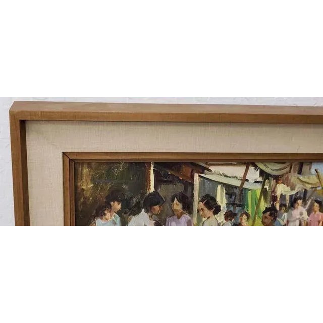 Gerald Merfeld "Street Market, Vietnam" Original Oil Painting C.1980s For Sale In San Francisco - Image 6 of 9