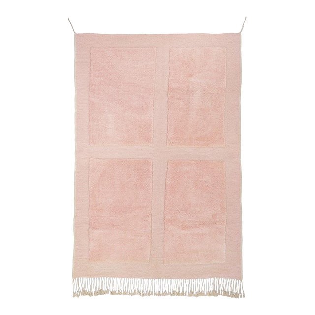 Minimalist Solid Panel Hand-Knotted Wool Rug | 10'4" X 6'7" | One of a Kind For Sale