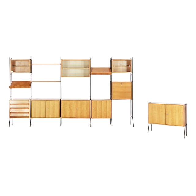 Mid-Century Modern German Cherrywood Regal Wall Unit For Sale