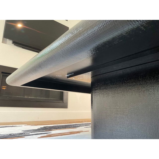 Wood Vintage Rattan Wrapped Black Lacquer Coffee Table For Sale - Image 7 of 9