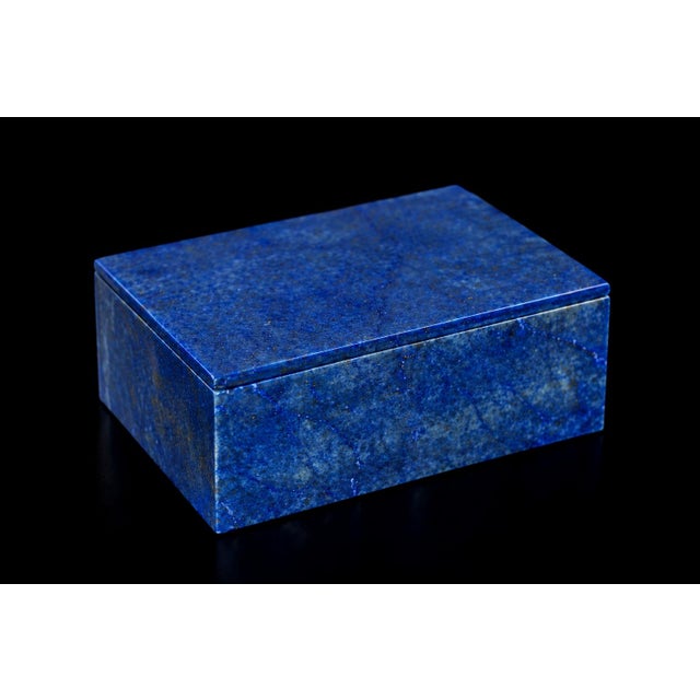 Blue Lapis Lazuli Box Single Panel Whole Slab Lid and 2 Sides Italian No Dye or Filler For Sale - Image 8 of 16