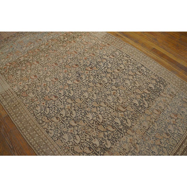 Persian 1920s Gray Charcoal Geometric Antique Persian Malayer Rug 4' X 6'4" Knotted Wool Carpet For Sale - Image 3 of 6