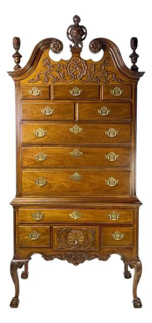 Late 20th Century Councill Craftsmen Chippendale Style Mahogany Highboy