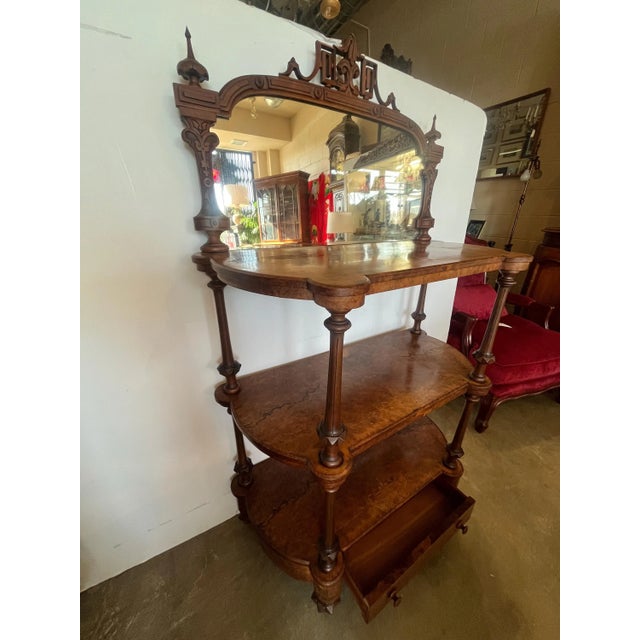 Late 19th Century Victorian Etagere Burl With Inlay For Sale - Image 4 of 9