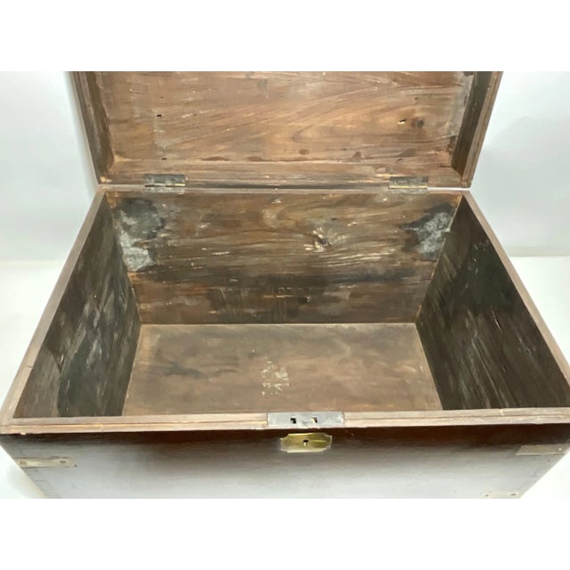 Teak and Brass Campaign Trunk For Sale - Image 10 of 10