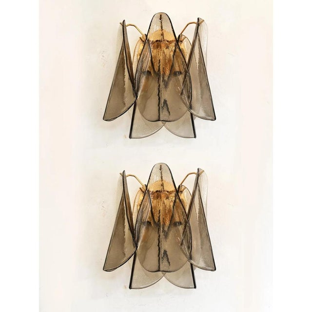 Early 21st Century Modern Art Glass Rondini Wall Sconces in Smoked Fumè Murano Style by Simoeng, Set of 2 For Sale - Image 5 of 11