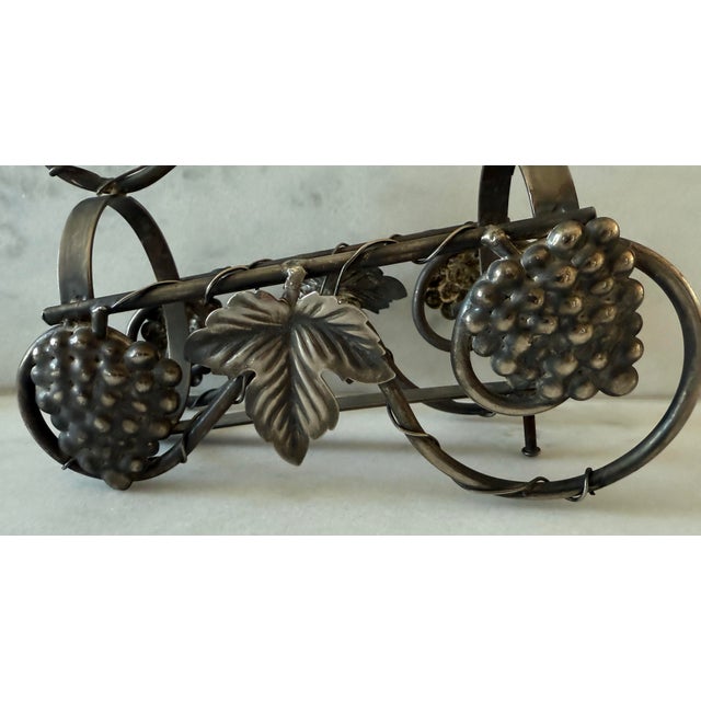 Vintage Metal Wine Bottle Rack With Grape Leaf Design For Sale - Image 11 of 12