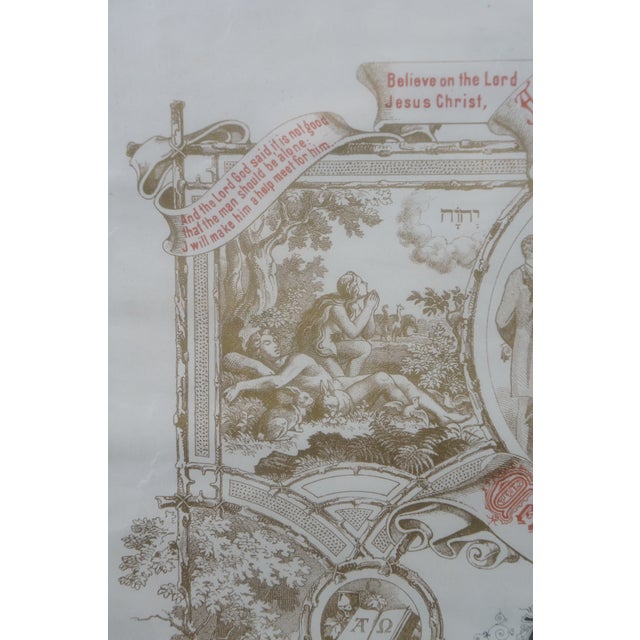 1897 Antique Pa German Fraktur Marriage Wedding Certificate 24" For Sale - Image 11 of 16