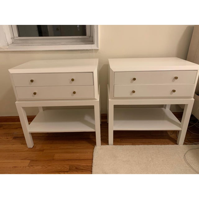 White Lacquer Bedside Tables A Pair Chairish