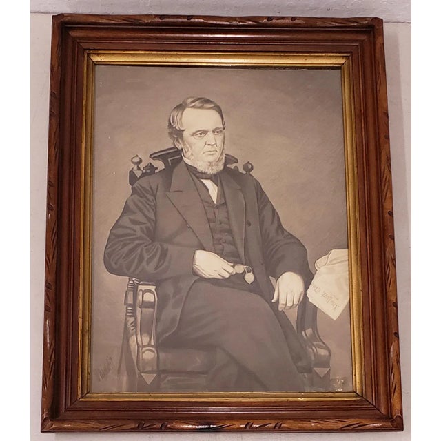 19th Century Graphite Portrait of a Man Reading the New York Times C.1890s For Sale - Image 10 of 10