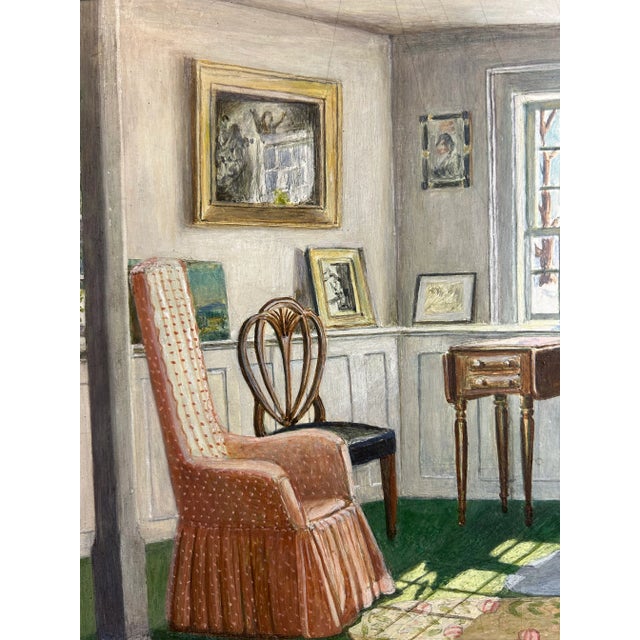 Antique Original Painting of Interior in Gold Frame For Sale - Image 4 of 7