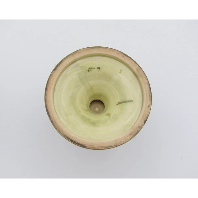 English Moorcroft Pottery Candle Holders in Green Hibiscus Pattern For Sale - Image 10 of 12