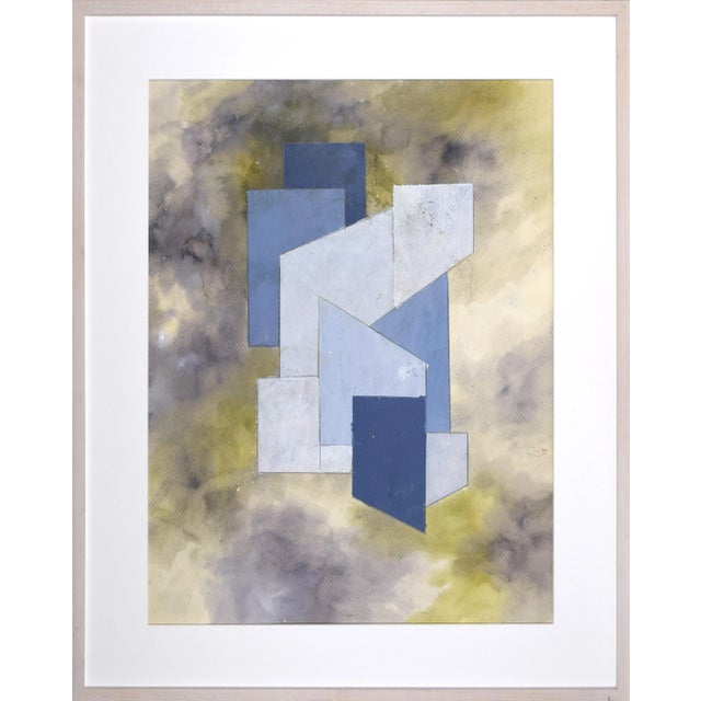 Vintage Mid-Century Modern Abstract Geometric Watercolor Painting by Irving Richards For Sale