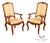 Century French Provincial Style Pair Of Upholstered Ladderback Armchairs For Sale